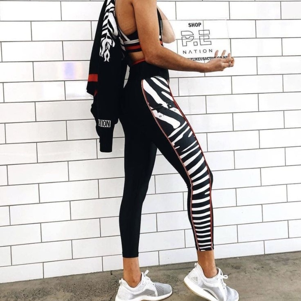 P.E Nation Zebra Leggings and Sports Bra